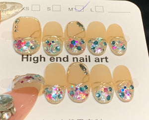 French Disco Ball Press-on Nails