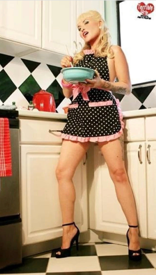 Polka Dot Apron, Retro Apron, Hostess Apron, Designer Apron, Sexy Apron, Pin Up Apron