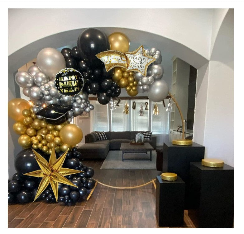 Black & Gold Shooting Star & Moon Balloon Garland Arch Kit - Black & G – By  Order Of The Queen